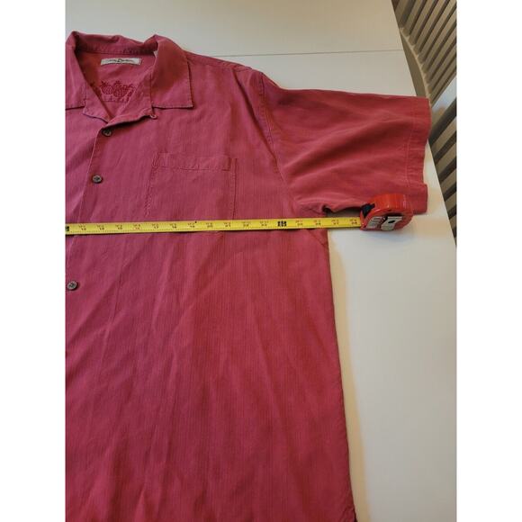 TOMMY BAHAMA Size XXL Mens Camp Shirt 100% Silk Dusky Pink Woven Hawaiian - Picture 3 of 4